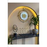 MetaQuartz Aksesuar Gold Laviento 12-24H -Elmas Serisi - (50X60CM) - Pilli Led Serisi , Modern Metal Duvar Saati - 50 cm