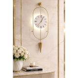 MetaQuartz Aksesuar Gold Ledli Serenity Pendulum Duvar Saati, Modern Dekoratif Metal Camlı Duvar Saati Serenitypendulumgold 30 x 90