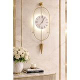 MetaQuartz Aksesuar Gold Ledli Serenity Pendulum Duvar Saati , Modern Dekoratif Metal Camlı Duvar Saati