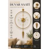 MetaQuartz Aksesuar GOLD LuxPen - Kırılmaz Camlı - Modern Dekoratif Metal Duvar Saati