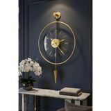 MetaQuartz Aksesuar GOLD Luxrypendulum - Kırılmaz Camlı - Modern Dekoratif Metal Duvar Saati gold 50 x 90