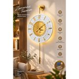 MetaQuartz Aksesuar GOLD -Muhammed -Kardelen - Kablosuz Ledli (Metal) Duvar Saati
