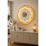 MetaQuartz Aksesuar Gold- NOVA Galaxy Full Metal - Pilli Led - Metal Ledli Duvar Saati