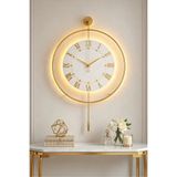MetaQuartz Aksesuar Gold - Royal Kadran (ÖZEL QUARTZ MEKANİZMA) - Pilli Led - 3 Pil ile gelir - Modern Metal Duvar Saati
