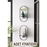 MetaQuartz Aksesuar Gümüş 2 adet YENİ Dekor Duvar Rafı - Modern Dekoratif METAL - Chakra Dizayn Duvar Rafı