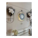 MetaQuartz Aksesuar Gümüş - Çark Pırlanta - (Quartz Mekanizma) - Modern Dekoratif Duvar Saati MatGümüş 50 x 75