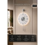 MetaQuartz Aksesuar Gümüş Kardelen - Pilli Ledli - Modern Dekoratif Metal Duvar Saati