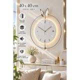 MetaQuartz Aksesuar Gümüş Kelebek İnci - Özel Seri (Pilli Ledli) - Modern Dekoratif Metal Ledli Duvar Saati