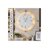 MetaQuartz Aksesuar İNCİ GÜMÜŞE BEYAZ KADRAN KRİSTAL -Metal Çember-(Özel Seri-Quartz Mekanizma)Pilli Ledli Metal Duvar Saati