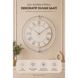 MetaQuartz Aksesuar İNCİ SİLVER TİME - Metal Çember-(Özel Seri-Quartz Mekanizma)Pilli Ledli Metal Duvar Saati