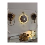 MetaQuartz Aksesuar Ispanyol Orbit Time, Modern Dekoratif Metal Ahşap Duvar Saati gold, 50 x 75