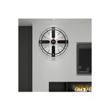 MetaQuartz Aksesuar Italyan Tarzı Jihati Metal Saat, Modern PİLLİ Dekoratif Duvar Saati Siyah(BlackBerry) 49 x 49