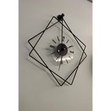 MetaQuartz Aksesuar İtalyano Ferrero Luxry Series - (KIRILMAZ TAMPER CAMLI) - Modern Dekoratif Metal Duvar Saati siyah 60 x 70
