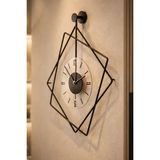 MetaQuartz Aksesuar Italyano Ferrero Luxry Temperli Cam Metal Duvar Saati, Modern Dekoratif Metal Duvar Saati - 60 x 80 cm - Siyah