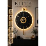 MetaQuartz Aksesuar Kardelen Gold Siyah Ledli 12 - 24 Duvar Saati Siyah - Gold