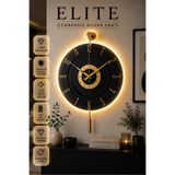 MetaQuartz Aksesuar Kardelen [ GOLD SİYAH ] LEDLİ 12 - 24 duvar saati
