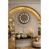 MetaQuartz Aksesuar Krem-Masif Love Time- Büyük Boy(50X75CM) - Pilli Led - Modern Metal Camlı Duvar Saati
