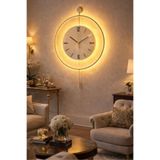 MetaQuartz Aksesuar Krem Timelles - Pilli Led Sistemi - Metal Mobilya Duvar Saati Beyaz75 50 x 90