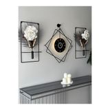 MetaQuartz Aksesuar LED'li Ferrero Negro Exclusive Dekor - (Pilli Led Sistemi) Metal (mobilya) Duvar Saati NegroLed 50 x 60