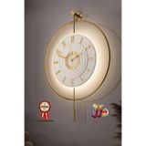 MetaQuartz Aksesuar Led’li Gold 7-24 Kristal - Büyük Boy (50X75CM)-(3 ADET PİL HEDİYE) Dekoratif MetalDuvar Saati 40 lık gold 75 x 50