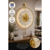 MetaQuartz Aksesuar Led’li Gold 7-24 Kristal - Büyük Boy (50X75CM)-(3 ADET PİL HEDİYE) Dekoratif MetalDuvar Saati