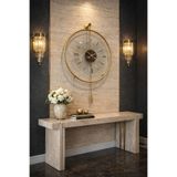 MetaQuartz Aksesuar Masif - Luxry (Quartz Mekanizmalı - Güvenli Kırılmaz Cam)-Modern Dekoratif Metal Camlı Duvar Saati Gold 50 x 75