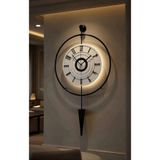 MetaQuartz Aksesuar Masippi Siyah-Beyaz- BlackFred - Pilli Led - Metal Dekoratif Duvar Saati siyah-beyaz masippi 50 x 90