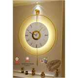 MetaQuartz Aksesuar Metal Çember - Kadran Kristal (Özel Seri- Quartz Mekanizmalı) Pilli Ledli Metal Duvar Saati gold 50 x 75