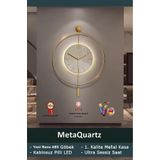 MetaQuartz Aksesuar Metal - Timelles Kristal - Büyük Boy(50X75CM) - (3 adet pil gelmektedir)- Metal Ledli Duvar Saati Gold60cmKristal 50 x 75