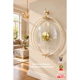 MetaQuartz Aksesuar Orjinal Metal Temperli Camlı Krem Gold Detaylı Sessiz Metal Duvar Saati - Premium Rosa Büyük Boy 50x65 CM Lüks Dekoratif Metal Duvar Saati