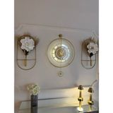 MetaQuartz Aksesuar Premium Gold - Çark Pırlanta - Kırılmaz Camlı - Modern Dekoratif Metal Duvar Saati - Altın