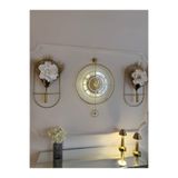 MetaQuartz Aksesuar Premium Gold - Çark Pırlanta - Kırılmaz Camlı - Modern Dekoratif Metal Duvar Saati gold 37 x 55