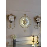 Metaquartz Aksesuar Premium Gold - Çark Pırlanta - Kırılmaz Camlı - Modern Dekoratif Metal Duvar Saati Gold