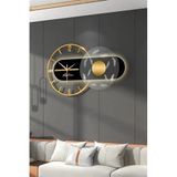 MetaQuartz Aksesuar Renessa Exclusive (Quartz Mekanizmalı) Özel Seri Dekoratif Metal Ahşap Duvar Saati GoldSiyah 40 x 70