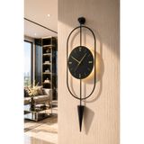 MetaQuartz Aksesuar Serenity Ledli Siyah (Quartz Özel Mekanizma), Dekoratif Modern Metal (MOBİLYA) Duvar Saati