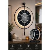 MetaQuartz Aksesuar Siyah 7-24 Timelles Göbek (50 Çap ) - (PİLLİ LED SİSTEMİ) - Metal Duvar Saati