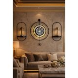 MetaQuartz Aksesuar Siyah - Çark Pırlanta - Kırılmaz Camlı - Modern Sarkaçlı Metal Duvar Saati siyah 37 x 55