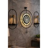 MetaQuartz Aksesuar Siyah - Çark Pırlanta - Modern Dekoratif Metal Duvar Saati siyah 50 x 75