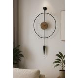 MetaQuartz Aksesuar Siyah-ceviz Masippi-orta Boy(40X80CM) Modern Dekoratif Metal Duvar Saati siyah 40 x 80