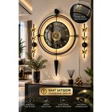 MetaQuartz Aksesuar SİYAH GOLD RAKAM FÜME AYNA Lavinya Exclusive ıModern Duvar Saati