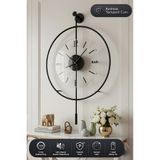 MetaQuartz Aksesuar Siyah Luxry Şefaf (YENİ TAMPERLİ KIRILMAZ CAM)-Quartz Mekanizma - (50X75CM) Metal Duvar Saati