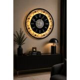 MetaQuartz Aksesuar Siyah - NOVA Galaxy Full Metal - Pilli Led - Metal Ledli Duvar Saati