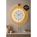 MetaQuartz Aksesuar T Kristal (40*60 CM)- (QUARTZ MEKANİZMALI)-(abs Nano Göbek )-pilli Led - Metal Duvar Saati