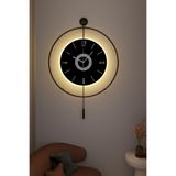 MetaQuartz Aksesuar Timelles Siyah-siyah Göbek (50 Çap) - (PİLLİ LED SİSTEMİ) - Metal Duvar Saati gold 50 x 75
