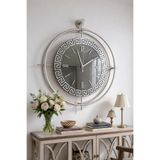 MetaQuartz Aksesuar VERSAY Gümüş Aynalı Laviento Exclusive - (Gerçek Aynalı) - (Pilli Led) Metal Duvar Saati