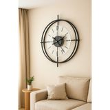MetaQuartz Aksesuar (xxl 65 * 65) Siyah Deluxe Şeffaf Cam Iskandinav Modern Dekoratif Duvar Saati siyah90 65 x 65