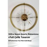 MetaQuartz Aksesuar (Xxl-65*65 cm) Gold Deluxe Şeffaf Cam Iskandinav Modern Dekoratif Duvar Saati 60*60 cm Modern - 60 x 60 cm