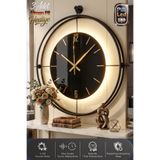 MetaQuartz Aksesuar Xxl- Siyah Laviento - Siyah Göbek (ÖZEL SERİ)- Pilli Led - Modern Metal Duvar Saati