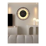MetaQuartz Aksesuar XXL -SiyahDeluxe Ledli(Pilli) -SİYAH Göbek - Modern Dekoratif Metal Duvar Saati