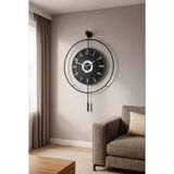 MetaQuartz Aksesuar Xxl(60X80CM) BlackBerry Kadran Seri - Siyah Çember Siyah Göbek - (PİLLİ LED) Metal Ledli Duvar Saat - 60 x 80 cm